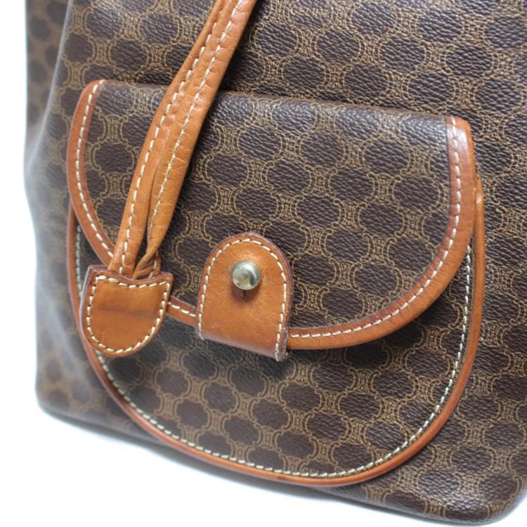良品】CELINE リュック マカダム柄 巾着型 トリオンフ 金チャーム