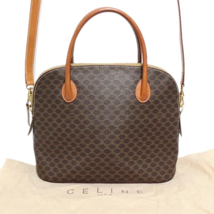 美　品！CELINE マカダム柄 2 way バッグ 222700227