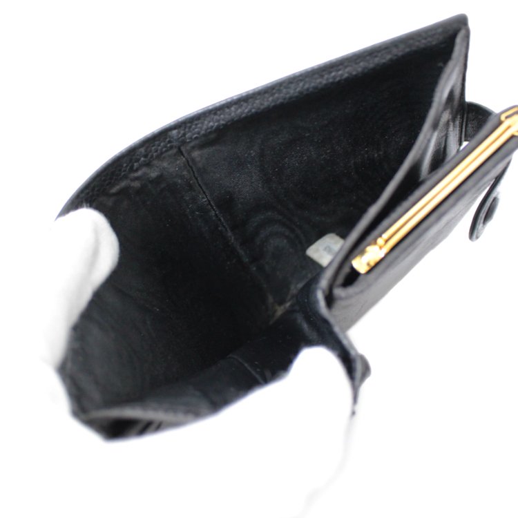 キャビアスキンココマークがま口二つ折り財布 ヴィンテージ|シャネル 