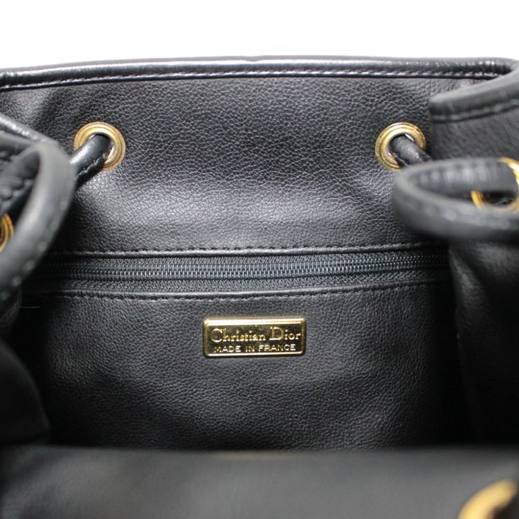 6,800円激レア‼良品✨christian　Dior　ショルダーバッグ　巾着　レザー　黒