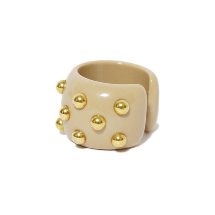 美品✨ シャネル スタッズ ココマーク リング ベージュ ゴールド ヴィンテージ ココマークスタッズリング ベージュ ヴィンテージ|シャネル