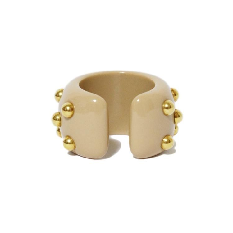 美品✨ シャネル スタッズ ココマーク リング ベージュ ゴールド ヴィンテージ 美品✨ シャネル スタッズ ココマーク リング ベージュ ゴールド