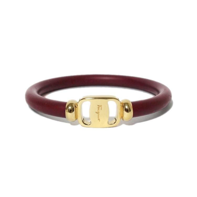 Ferragamo フェラガモ ヴィンテージヴァラレザーバングルブレスレット ボルドー ヴィンテージブランドの通販ショップrilish