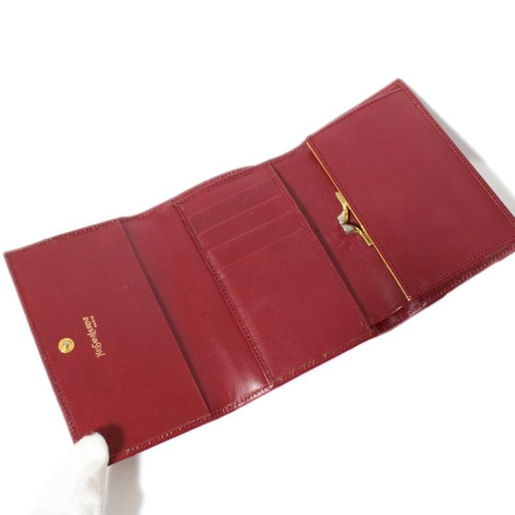 Yカットアウトレザー三つ折り財布 レッド ヴィンテージ|イヴサン Yカットアウトレザー三つ折り財布 レッド ヴィンテージ|イヴサン