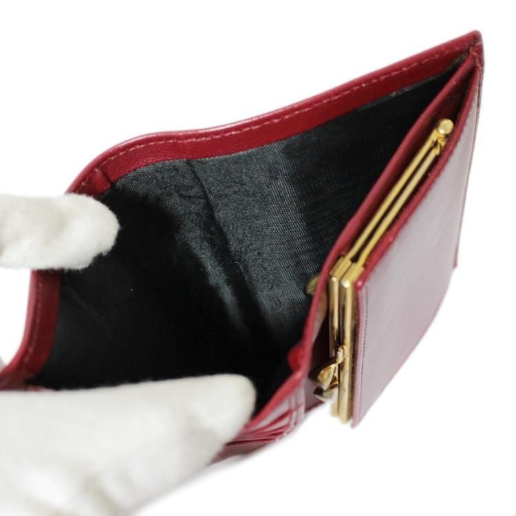 Yカットアウトレザー三つ折り財布 レッド ヴィンテージ|イヴサン Yカットアウトレザー三つ折り財布 レッド ヴィンテージ|イヴサン