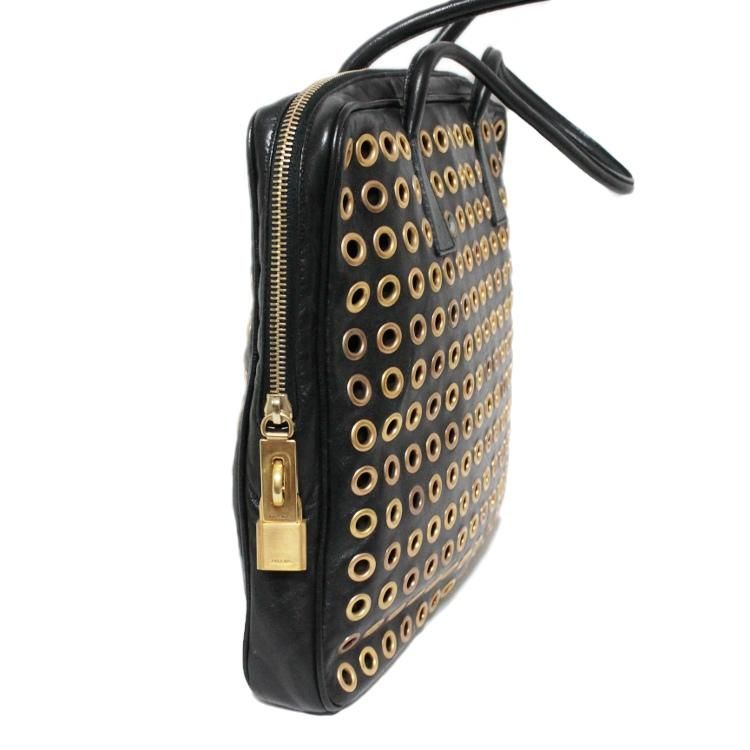 ハトメデザインレザーハンドバッグ ヴィンテージ|プラダ PRADA ハトメデザインレザーハンドバッグ ヴィンテージ|プラダ PRADA