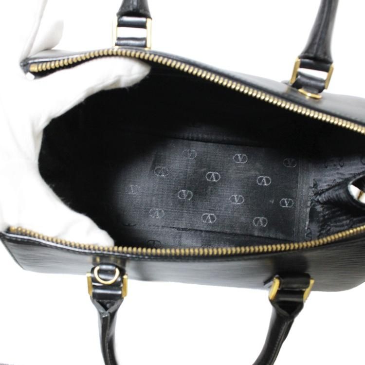 ♯352VALENTINO GARAVANIボストンバッグイタリア製ヴィンテージ エピ型押しボストンハンドバッグ ヴィンテージ|ヴァレンティノ