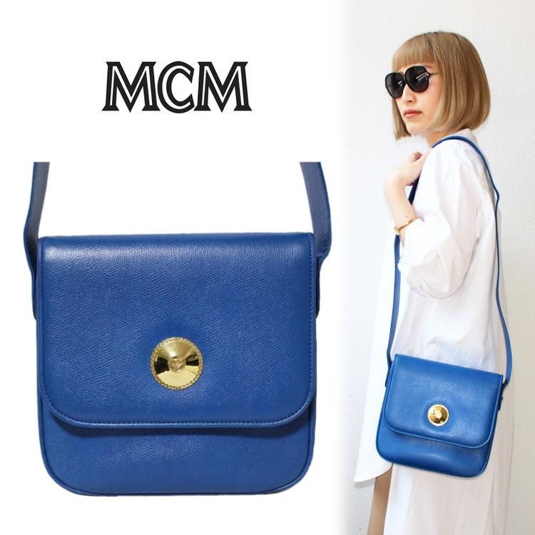レザーショルダーバッグ ブルー ヴィンテージ|エムシーエム MCM