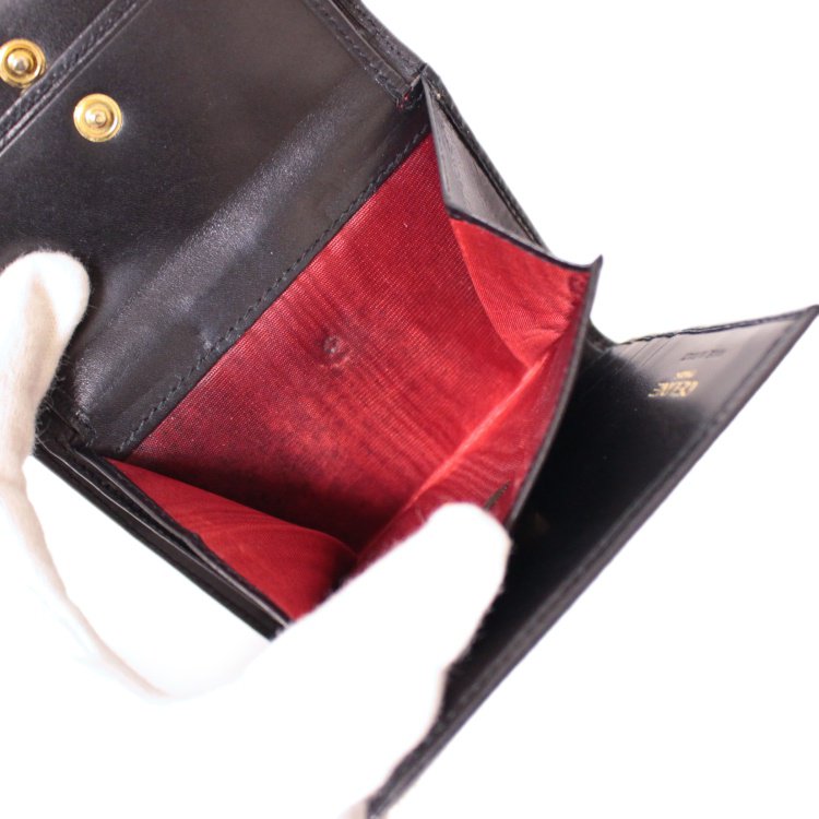 極 美品 レア セリーヌ ロゴ レザー 二つ折り 財布 バイカラー ネイビー.