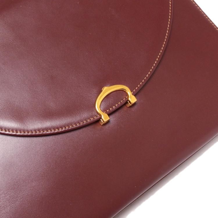 Vintage 80s Leather Must De Cartier Bucket Burgundy Handbag