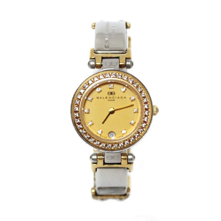 BALENCIAGA バレンシアガ ヴィンテージコンビカラー×ラインストーンQZ腕時計 - ヴィンテージブランドの通販ショップRILISH