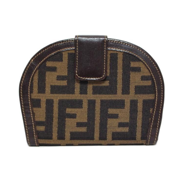 【FENDI】フェンディ　ズッカ柄　二つ折り財布　アンティーク　レア　ブラウン