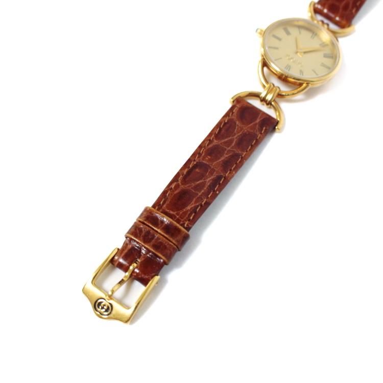 GUCCI グッチ レディース腕時計 QZ GP レザーベルト ゴールド
