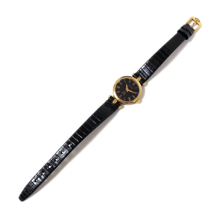 GUCCI グッチ ヴィンテージシェリーラインレザーベルトQZ腕時計 ブラック - ヴィンテージブランドの通販ショップRILISH