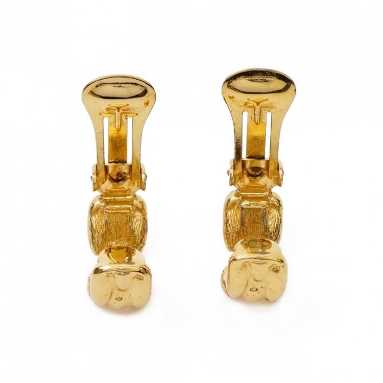 【美品】Dior チェーンモチーフハーフフープイヤリング ゴールド チェーンモチーフハーフフープイヤリング ゴールド ヴィンテージ