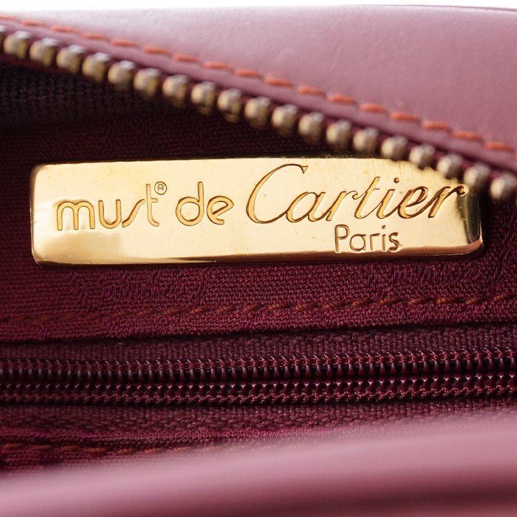 Cartier カルティエ ヴィンテージ<br>マストラインコンパクトレザーショルダーバッグ ボルドー