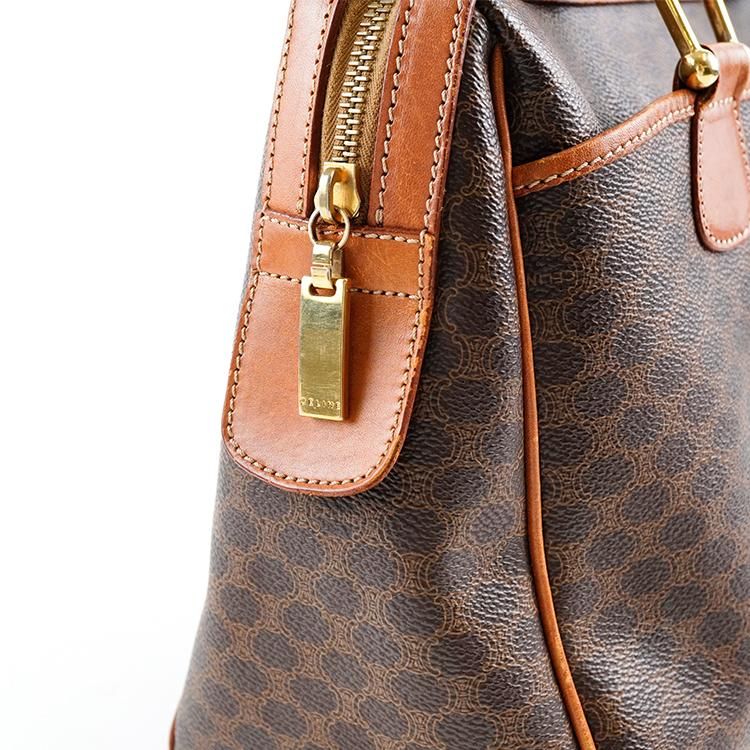 CELINE マカダム柄 スクエアボストンバッグ ブラウン【中古】 中古・古着通販】CELINE (セリーヌ) マカダム ボストンバッグ