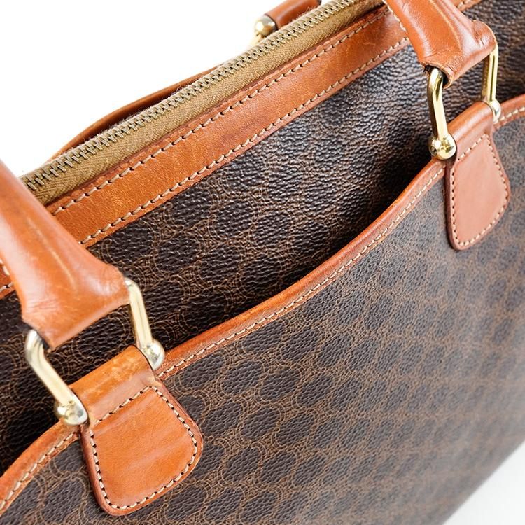 CELINE セリーヌマカダム柄 ボストンバッグ ヴィンテージ レザー・ブラウン CELINE セリーヌ マカダム柄 ボストンバッグ PVC レザー