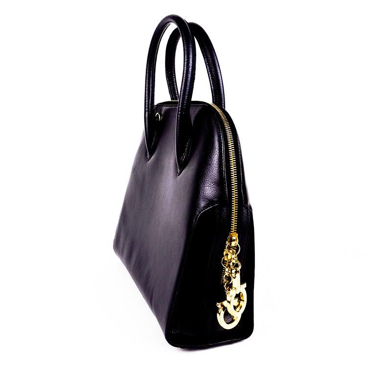 ガンチーニ金具ボリードハンドバッグ ブラック ヴィンテージ