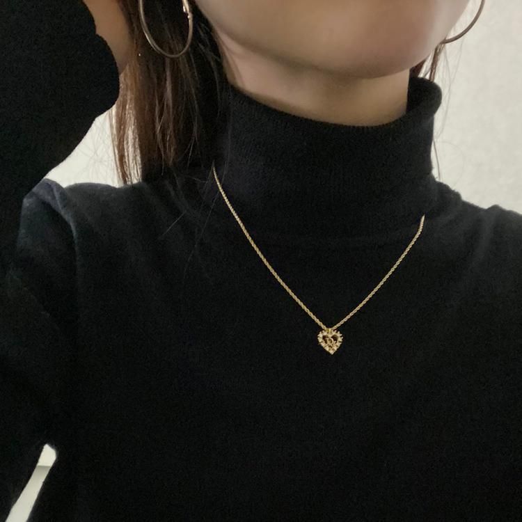 ハートロゴラインストーンネックレス ゴールド ヴィンテージ|Dior 
