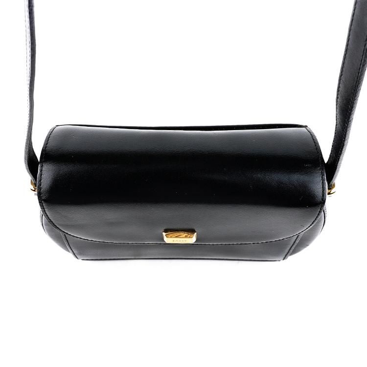 BALLY ショルダーバッグ ゴールド金具 ロゴプレート BLACK Bally - バリー ワンショルダーバッグ 肩掛け Bロゴ ゴールド