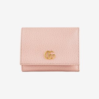 グッチ GUCCI GGマーモント レザー三つ折りミニ財布 ピンク ユーズドの商品画像