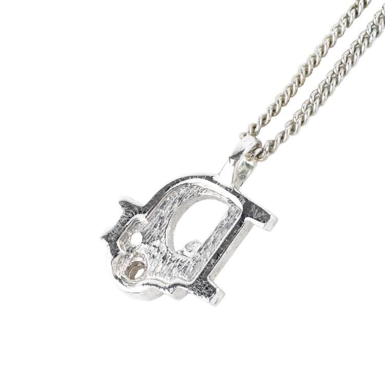 極美品✨ディオール ブローチ 銀 ラインストーン トロッター シルバー ロゴ 日本直送 名牌中古包 】Christian Dior クリスチャン ディオール