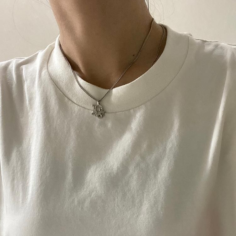 ラインストーントロッターネックレス シルバー ヴィンテージ