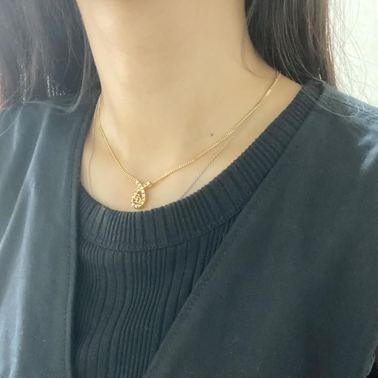 CDロゴ×ラインストーンドロップモチーフネックレス ゴールド ヴィンテージ|ディオール Dior - 【公式】RILISH VINTAGE|ハイブランドヴィンテージの通販セレクトショップ