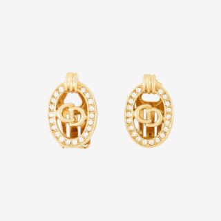 CDロゴ×ラインストーンイヤリング ゴールド ヴィンテージ|ディオール Diorの商品画像