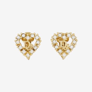 ロゴ×ラインストーンハートイヤリング ゴールド ヴィンテージ|ディオール Diorの商品画像