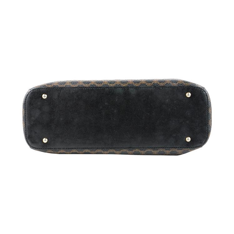 CELINE セリーヌ ヴィンテージ マカダム ハーフムーン ハンドバッグ CELINE セリーヌ マカダム PVC/レザー ハーフムーン ハンドバッグ