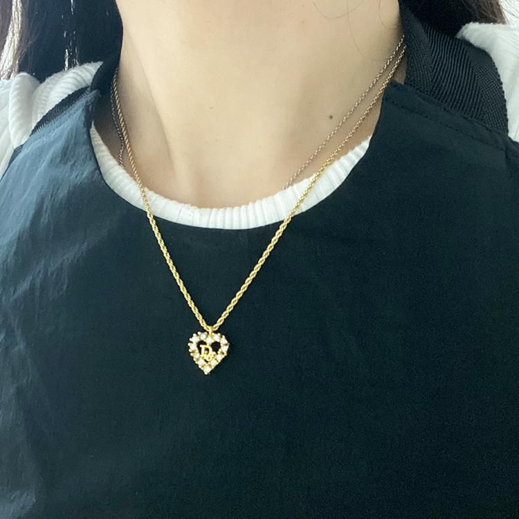 ✨Dior✨ディオール✨ハート✨ストーン✨ヴィンテージ✨ゴールド✨ネックレス✨ Christian Dior ディオール ヴィンテージハートストーンロゴ
