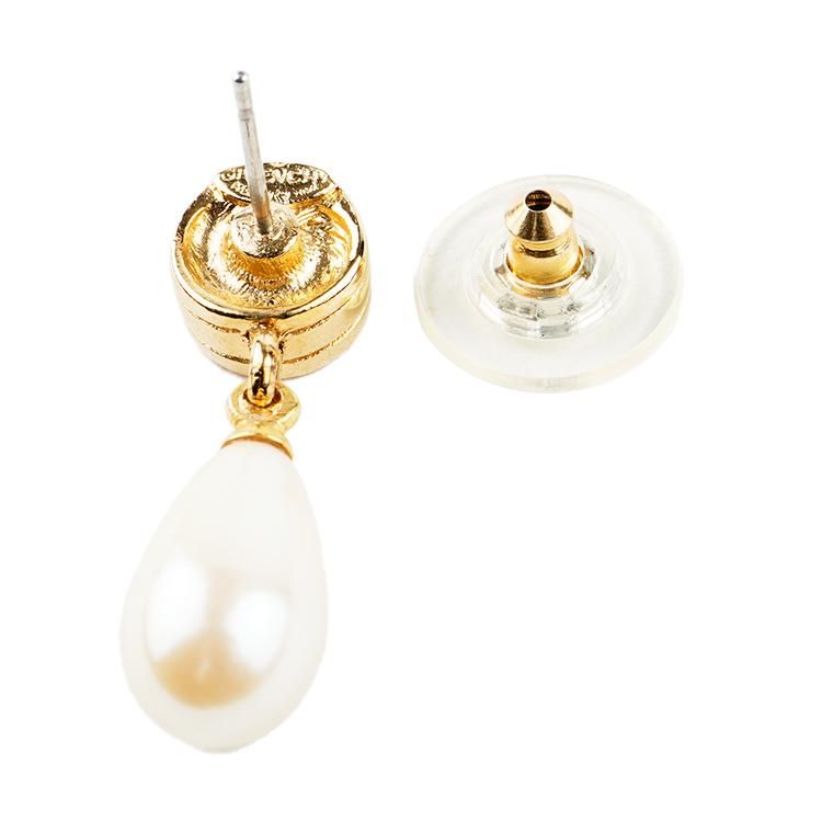 格安SALEスタート！ ロゴ×フェイクパールピアス ヴィンテージ|ジバンシー ゴールド アクセサリー