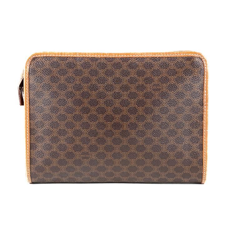 マカダム柄クラッチバッグ MO8 ブラウン×ベージュ ヴィンテージ