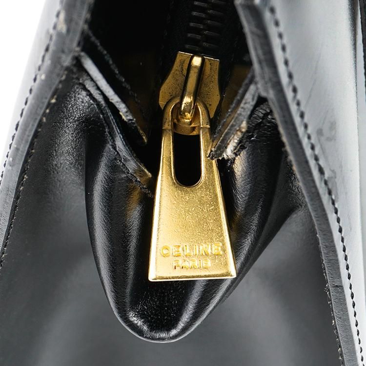 CELINE ヴィンテージ サークル金具 ハンドバッグ トートバッグ ブラック サークル金具レザートートバッグ ブラック ヴィンテージ