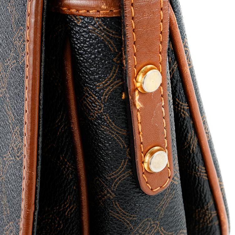 ロゴ総柄ショルダーバッグ ブラック×キャメル ヴィンテージ