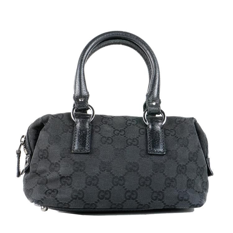 GGキャンバスミニボストンバッグ ブラック ヴィンテージ|グッチ