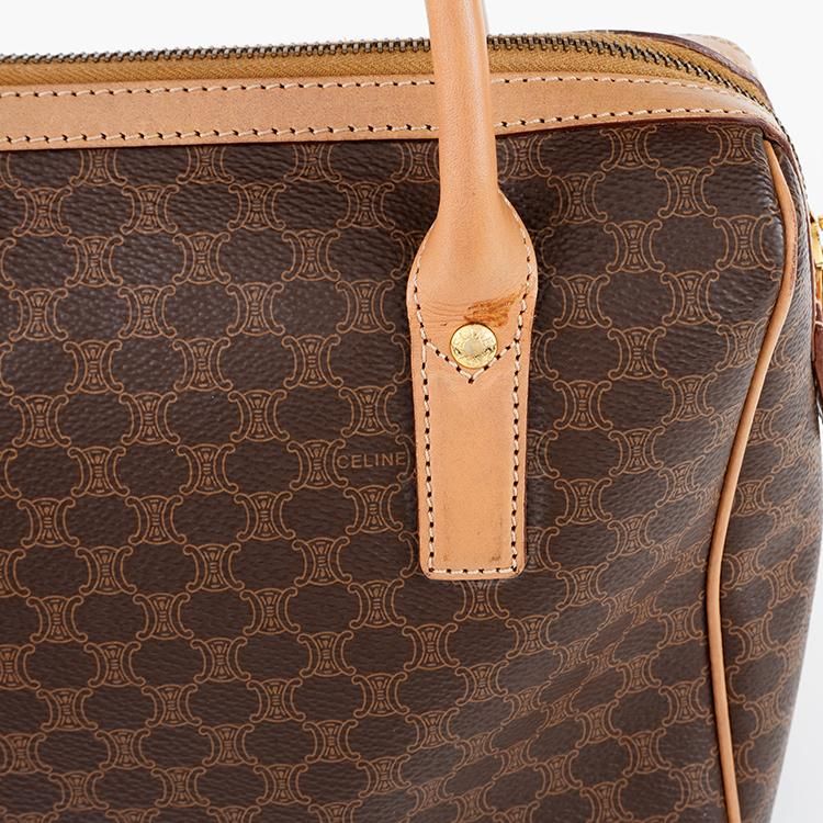 セリーヌ　CELINE ミニボストンバッグ　トリオンフ　マカダム柄　ブラウン ❣️CELINE セリーヌ マカダム柄 トリオンフ ミニボストンバッグ