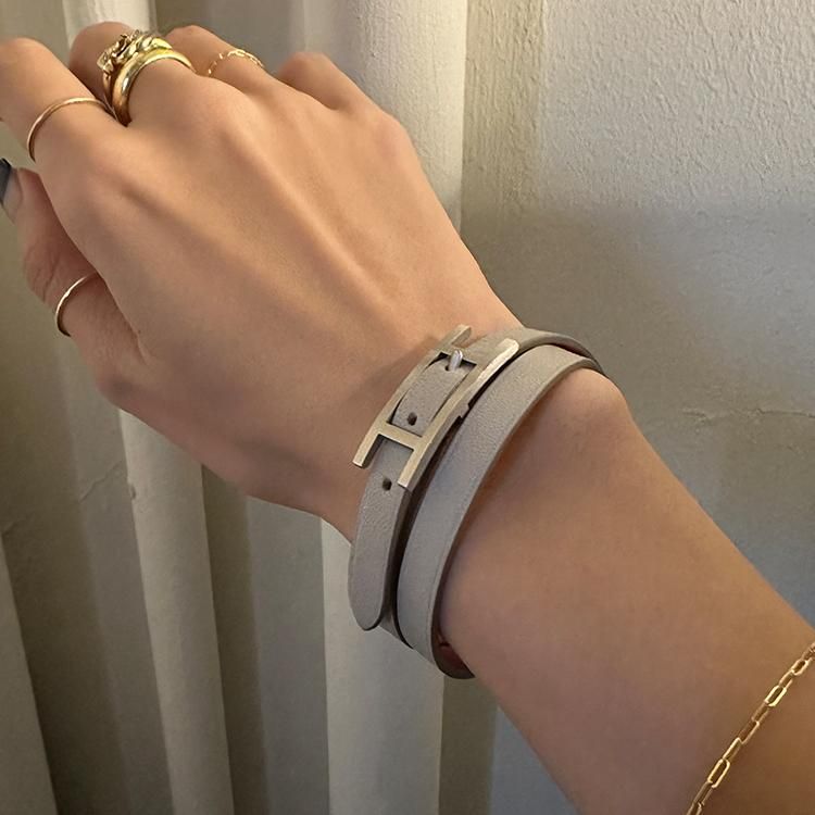 アピ2レザーブレスレット グレージュ ヴィンテージ|エルメス