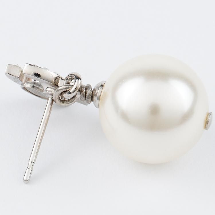 ヴィンテージシャネル CHANEL パールピアス 片耳 VINTAGE CHANEL/シャネル】pierce logo blue border(両耳