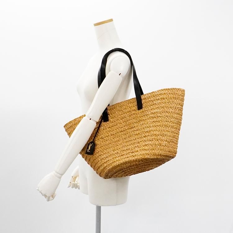 パニエラフィアバスケットバッグ ナチュラル×ブラック