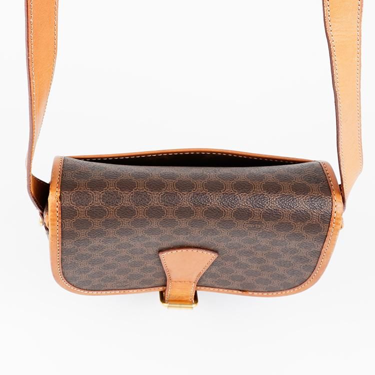 【美品】CELINE マカダム柄フラップショルダーバッグ ブラウン ヴィンテージ CELINE - セリーヌ CELINE ショルダーバッグ マカダム フラップ
