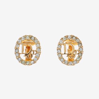 ロゴラインストーンオーバルイヤリング ゴールド ヴィンテージ|ディオール Diorの商品画像