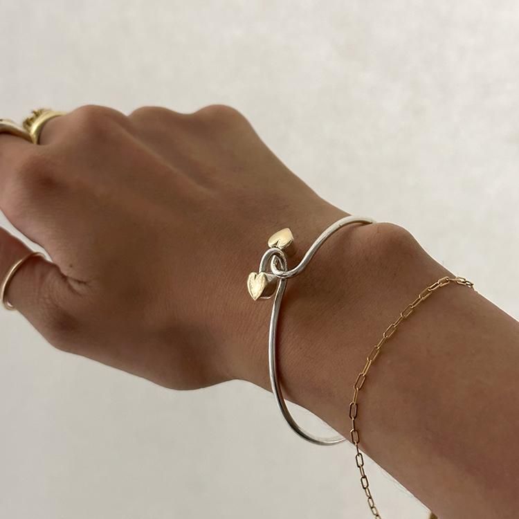 ダブルハートフックバングル シルバー×ゴールド ヴィンテージ ダブルハートフックバングル シルバー×ゴールド ヴィンテージ