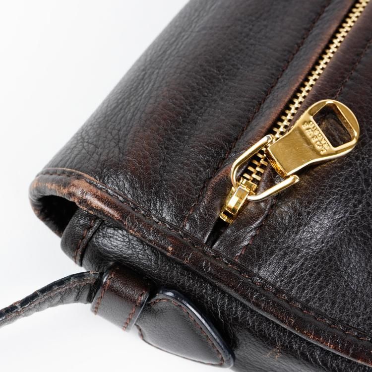 ロエベ LOEWE ヴィンテージロゴスクエアバッグ ブラウン レザー