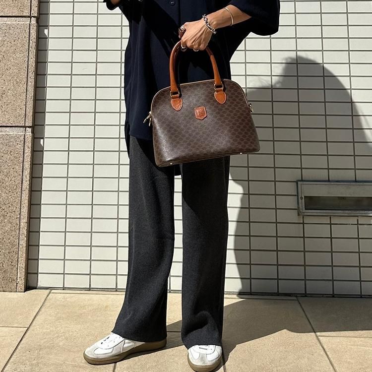 美品　CELINE セリーヌ　ハンドバッグ マカダム DM96 セリーヌ CELINE ヴィンテージ マカダムハンドバッグ ブラウン