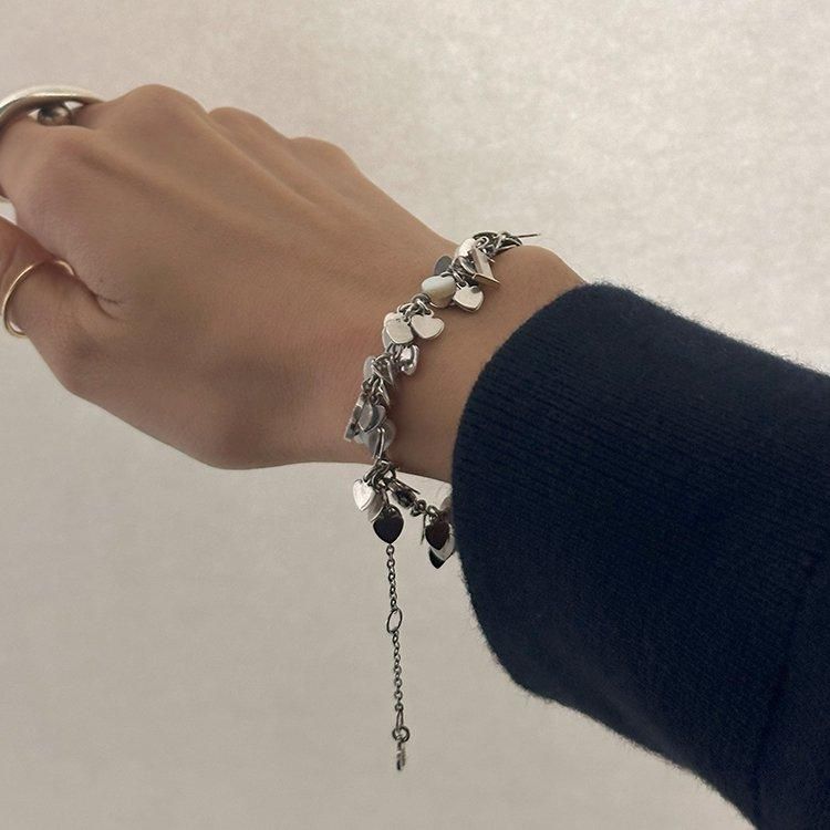 ロゴハートチェーンブレスレット シルバー ヴィンテージ