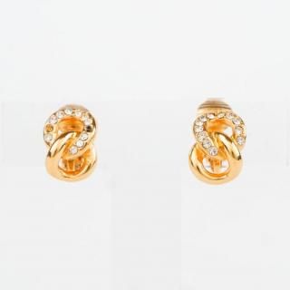 Dior ディオール ダブルリングラインストーンイヤリング ゴールド ヴィンテージの商品画像