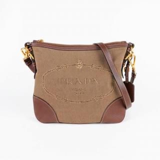 PRADA プラダ ロゴジャガードショルダーバッグ ベージュ×ブラウン ヴィンテージの商品画像